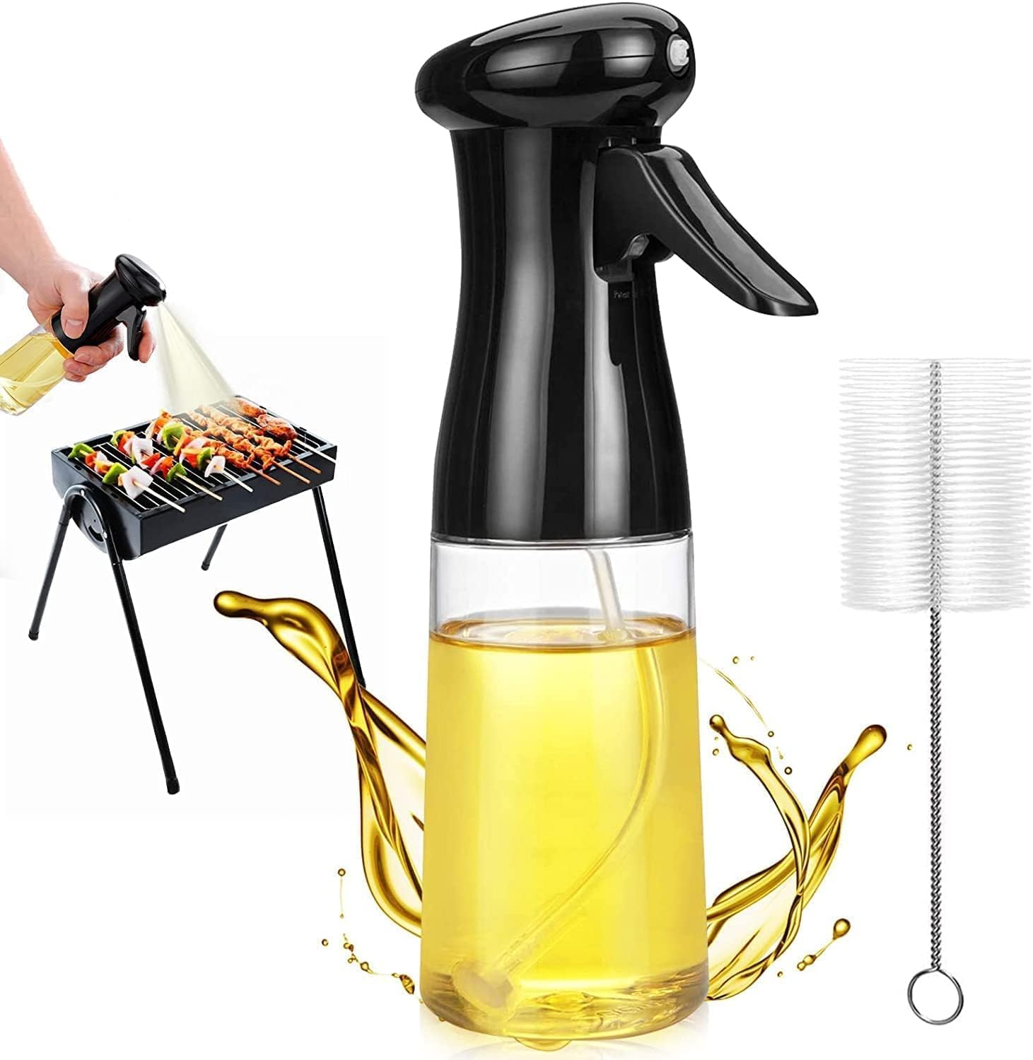 Showvigor Olive Oil Sprayer for Cooking200 ml Food Grade Olive Oil Spray Bottle Premium Oil Mister with Brush Oil Sprayer for Air Fryer BBQ Salad BakingGrilling Kitchen Tools